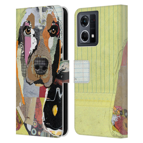 Michel Keck Dogs Basset Hound Leather Book Wallet Case Cover For OPPO Reno8 4G