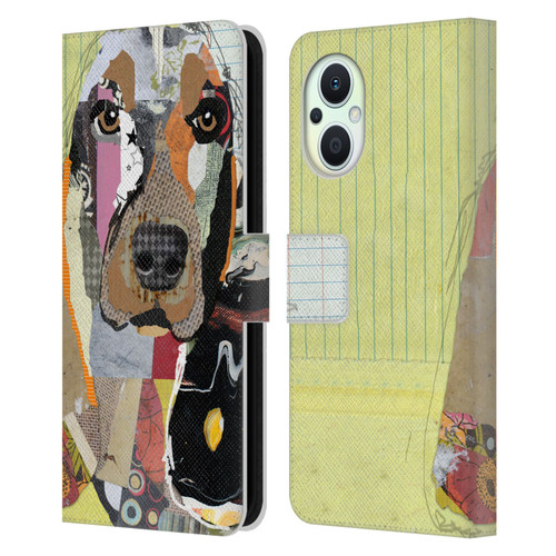 Michel Keck Dogs Basset Hound Leather Book Wallet Case Cover For OPPO Reno8 Lite