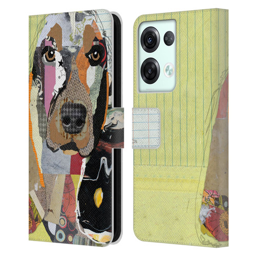 Michel Keck Dogs Basset Hound Leather Book Wallet Case Cover For OPPO Reno8 Pro