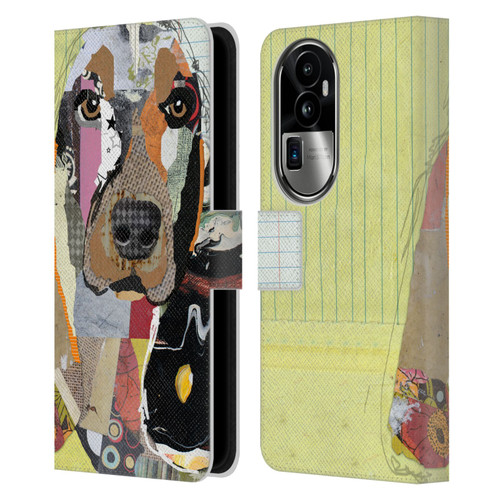 Michel Keck Dogs Basset Hound Leather Book Wallet Case Cover For OPPO Reno10 Pro+