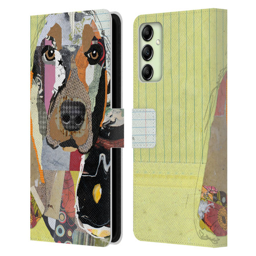 Michel Keck Dogs Basset Hound Leather Book Wallet Case Cover For Samsung Galaxy A14 5G