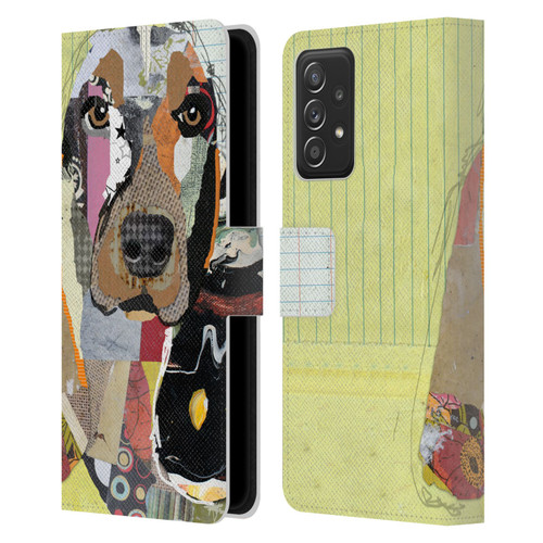 Michel Keck Dogs Basset Hound Leather Book Wallet Case Cover For Samsung Galaxy A52 / A52s / 5G (2021)