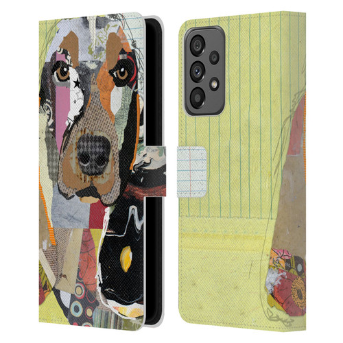 Michel Keck Dogs Basset Hound Leather Book Wallet Case Cover For Samsung Galaxy A73 5G (2022)