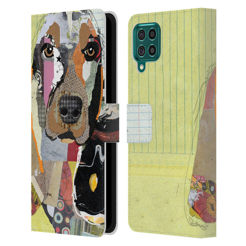 Michel Keck Dogs Basset Hound Leather Book Wallet Case Cover For Samsung Galaxy F62 (2021)