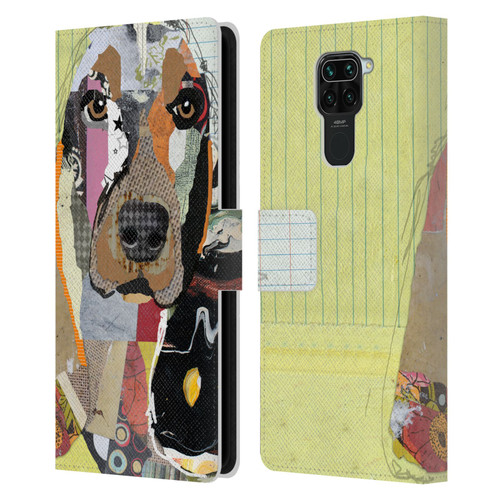 Michel Keck Dogs Basset Hound Leather Book Wallet Case Cover For Xiaomi Redmi Note 9 / Redmi 10X 4G