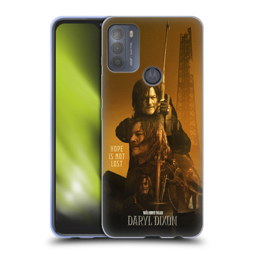 The Walking Dead: Daryl Dixon Key Art Double Exposure Soft Gel Case for Motorola Moto G50