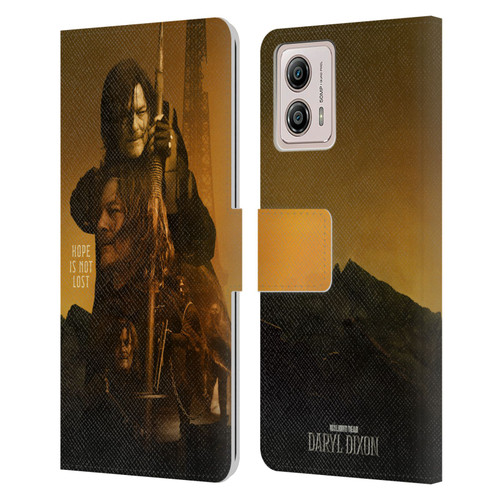 The Walking Dead: Daryl Dixon Key Art Double Exposure Leather Book Wallet Case Cover For Motorola Moto G53 5G