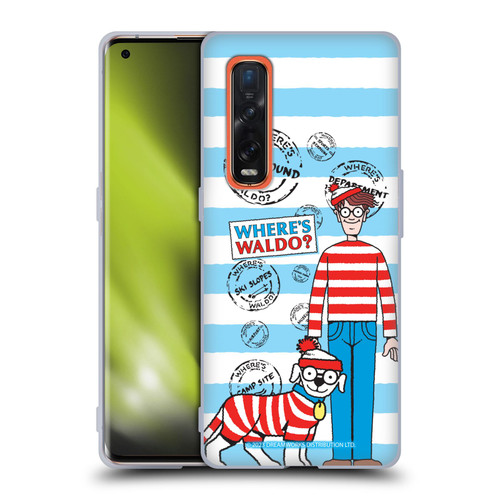 Where's Waldo? Graphics Stripes Blue Soft Gel Case for OPPO Find X2 Pro 5G