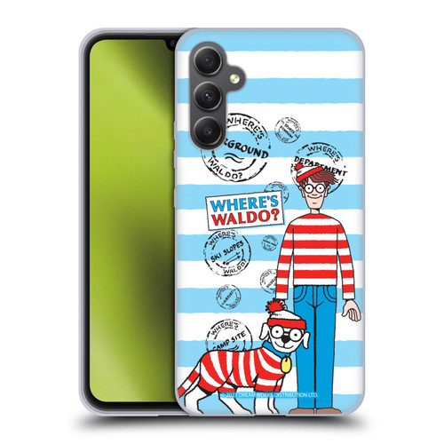 Where's Waldo? Graphics Stripes Blue Soft Gel Case for Samsung Galaxy A34 5G