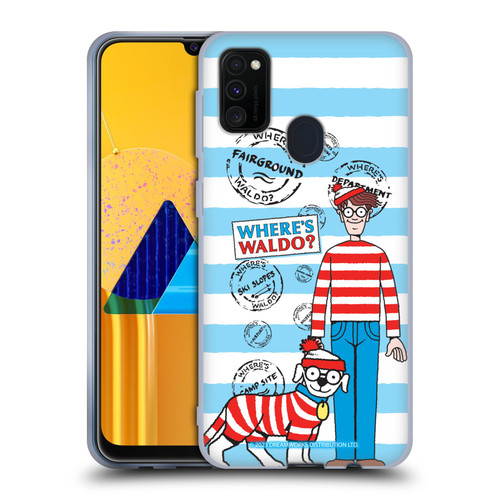 Where's Waldo? Graphics Stripes Blue Soft Gel Case for Samsung Galaxy M30s (2019)/M21 (2020)