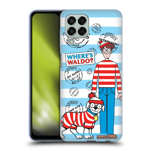 Where's Waldo? Graphics Stripes Blue Soft Gel Case for Samsung Galaxy M33 (2022)