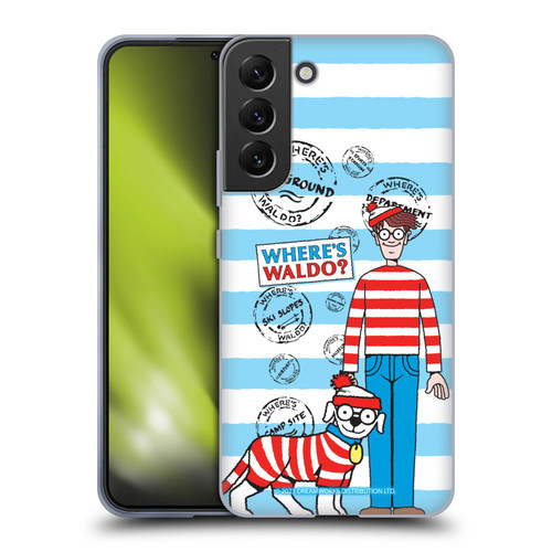 Where's Waldo? Graphics Stripes Blue Soft Gel Case for Samsung Galaxy S22+ 5G