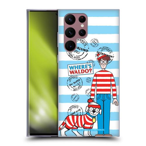 Where's Waldo? Graphics Stripes Blue Soft Gel Case for Samsung Galaxy S22 Ultra 5G