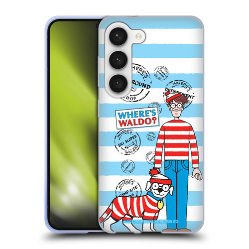 Where's Waldo? Graphics Stripes Blue Soft Gel Case for Samsung Galaxy S23 5G