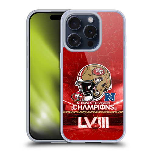 NFL 2024 Division Champions NFC Helmet 49ers Soft Gel Case for Apple iPhone 15 Pro