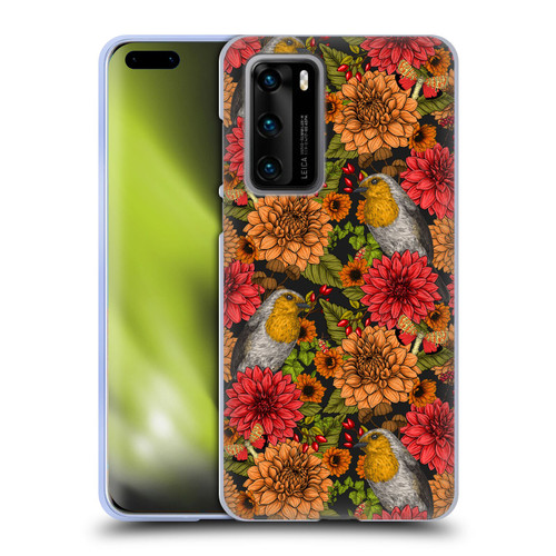 Katerina Kirilova Graphics Robins And Dahlias Soft Gel Case for Huawei P40 5G
