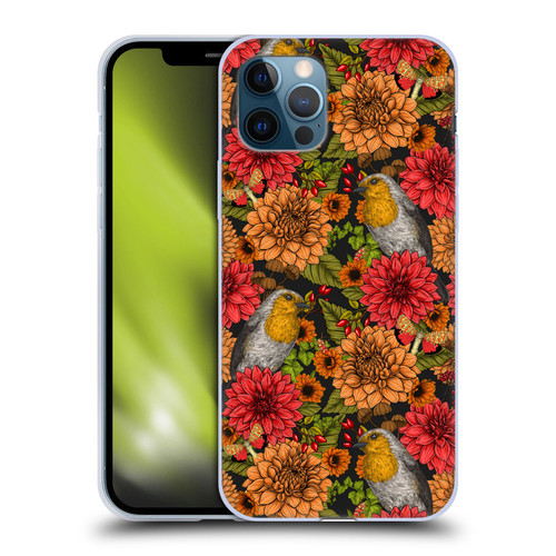 Katerina Kirilova Graphics Robins And Dahlias Soft Gel Case for Apple iPhone 12 / iPhone 12 Pro