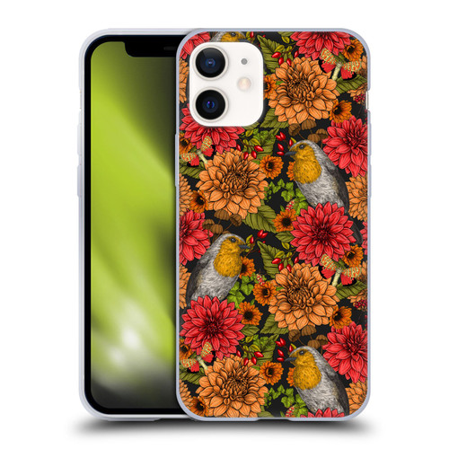 Katerina Kirilova Graphics Robins And Dahlias Soft Gel Case for Apple iPhone 12 Mini