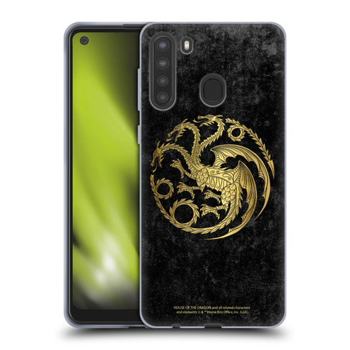 House Of The Dragon: Television Series Season 2 Graphics Gold Targaryen Logo Soft Gel Case for Samsung Galaxy A21 (2020)