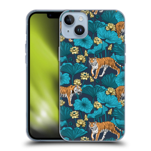 Katerina Kirilova Graphics Tigers In Lotus Pond Soft Gel Case for Apple iPhone 14 Plus