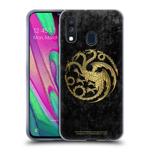 House Of The Dragon: Television Series Season 2 Graphics Gold Targaryen Logo Soft Gel Case for Samsung Galaxy A40 (2019)