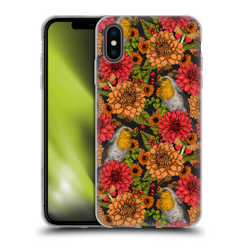Katerina Kirilova Graphics Robins And Dahlias Soft Gel Case for Apple iPhone XS Max