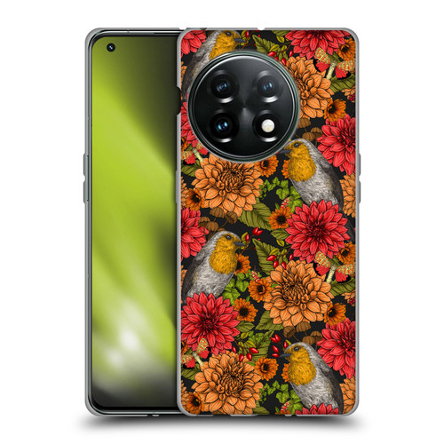 Katerina Kirilova Graphics Robins And Dahlias Soft Gel Case for OnePlus 11 5G