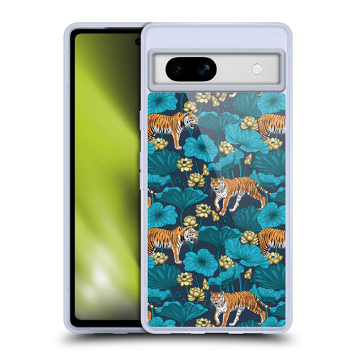 Katerina Kirilova Graphics Tigers In Lotus Pond Soft Gel Case for Google Pixel 7a