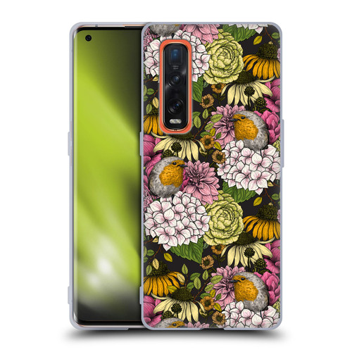 Katerina Kirilova Graphics Robins In The Garden Soft Gel Case for OPPO Find X2 Pro 5G