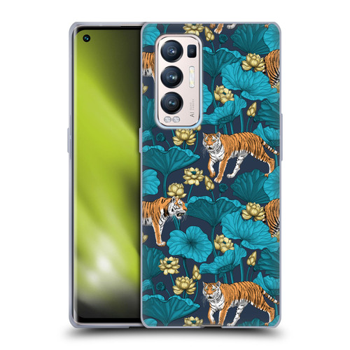 Katerina Kirilova Graphics Tigers In Lotus Pond Soft Gel Case for OPPO Find X3 Neo / Reno5 Pro+ 5G