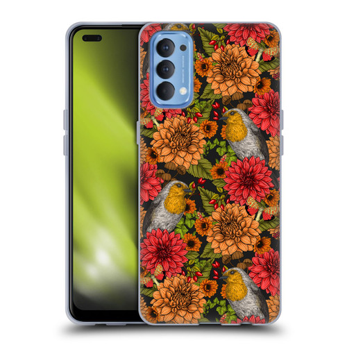 Katerina Kirilova Graphics Robins And Dahlias Soft Gel Case for OPPO Reno 4 5G