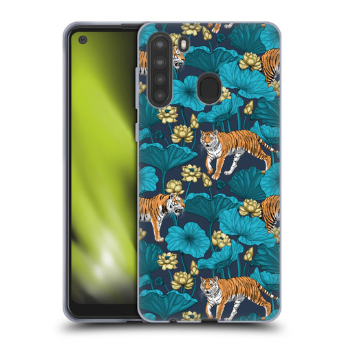 Katerina Kirilova Graphics Tigers In Lotus Pond Soft Gel Case for Samsung Galaxy A21 (2020)