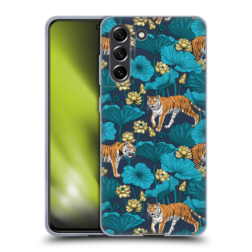 Katerina Kirilova Graphics Tigers In Lotus Pond Soft Gel Case for Samsung Galaxy S21 FE 5G
