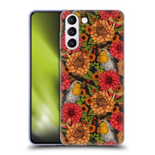 Katerina Kirilova Graphics Robins And Dahlias Soft Gel Case for Samsung Galaxy S21+ 5G