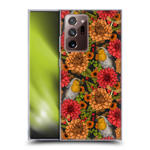 Katerina Kirilova Graphics Robins And Dahlias Soft Gel Case for Samsung Galaxy Note20 Ultra / 5G