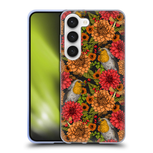 Katerina Kirilova Graphics Robins And Dahlias Soft Gel Case for Samsung Galaxy S23 5G