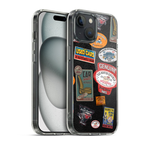 Busted Knuckle Garage Graphics Patches Soft Gel Case for Apple iPhone 15 & MagSafe