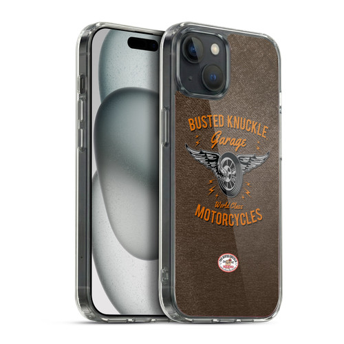 Busted Knuckle Garage Graphics Motorcycles Soft Gel Case for Apple iPhone 15 Plus & MagSafe