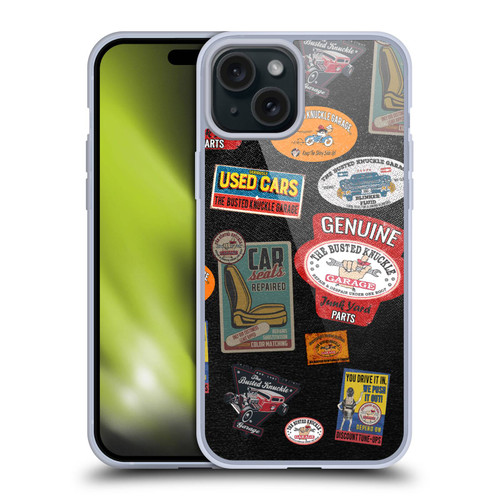 Busted Knuckle Garage Graphics Patches Soft Gel Case for Apple iPhone 15 Plus
