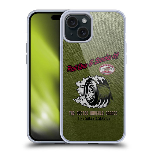 Busted Knuckle Garage Graphics Tire Soft Gel Case for Apple iPhone 15 Plus