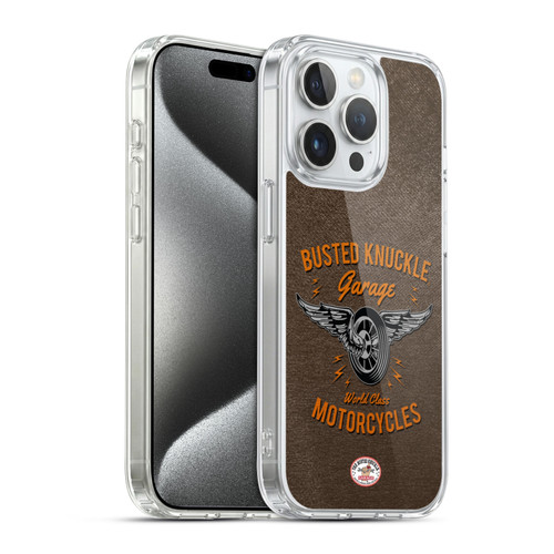 Busted Knuckle Garage Graphics Motorcycles Soft Gel Case for Apple iPhone 15 Pro & MagSafe