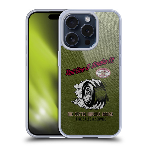 Busted Knuckle Garage Graphics Tire Soft Gel Case for Apple iPhone 15 Pro