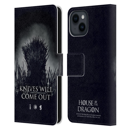 House Of The Dragon: Television Series Art Knives Will Come Out Leather Book Wallet Case Cover For Apple iPhone 15