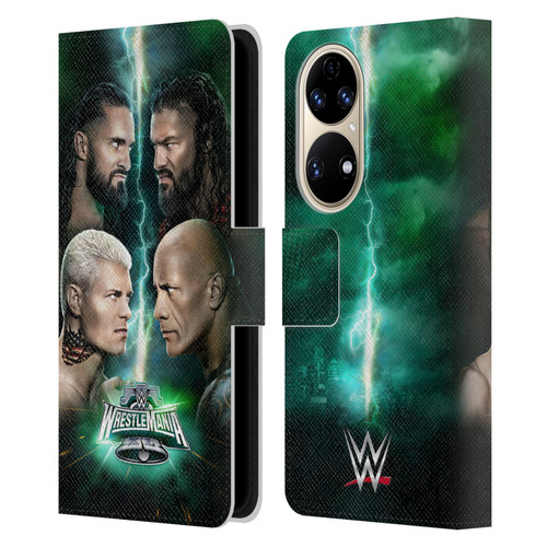 WWE Wrestlemania 40 Key Art Poster Leather Book Wallet Case Cover For Huawei P50