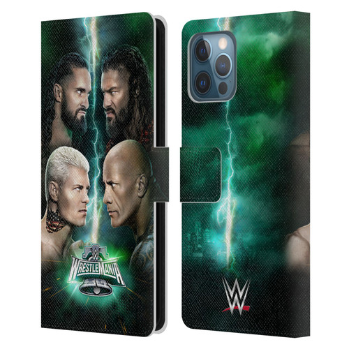 WWE Wrestlemania 40 Key Art Poster Leather Book Wallet Case Cover For Apple iPhone 12 Pro Max