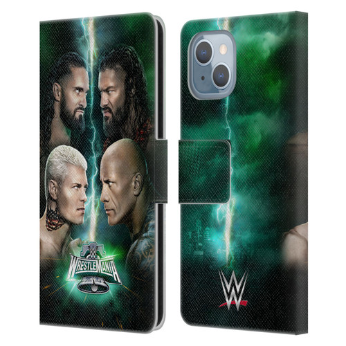 WWE Wrestlemania 40 Key Art Poster Leather Book Wallet Case Cover For Apple iPhone 14