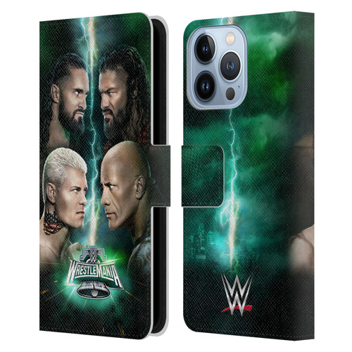 WWE Wrestlemania 40 Key Art Poster Leather Book Wallet Case Cover For Apple iPhone 13 Pro