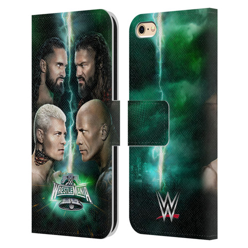 WWE Wrestlemania 40 Key Art Poster Leather Book Wallet Case Cover For Apple iPhone 6 / iPhone 6s