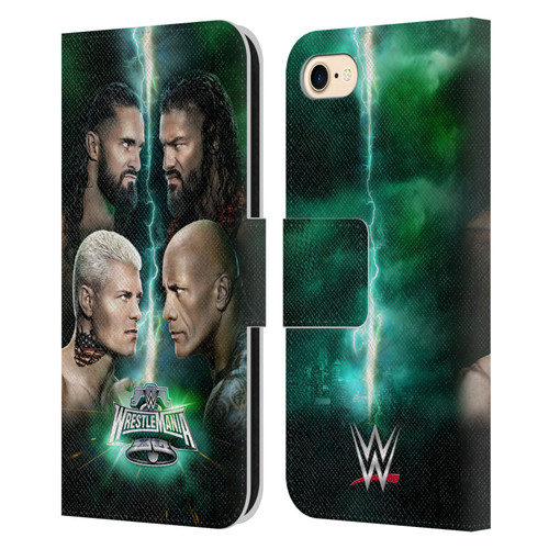 WWE Wrestlemania 40 Key Art Poster Leather Book Wallet Case Cover For Apple iPhone 7 / 8 / SE 2020 & 2022