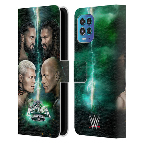 WWE Wrestlemania 40 Key Art Poster Leather Book Wallet Case Cover For Motorola Moto G100
